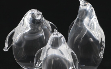 Steuben Art Glass "Penguin" Figurines Designed by George Thompson