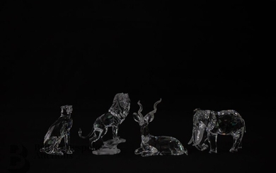 Swarovski crystal figurines, Savannah series, seated kudu, elephant, cheetah...