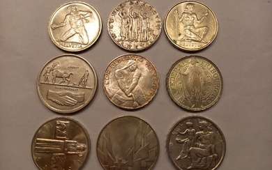 Switzerland. Collection of 9 Commemorative Coins 1939-1964