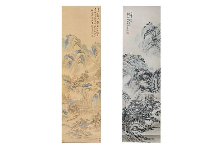 TWO CHINESE HANGING SCROLLS BY ZHANG WENSHU AND ZH
