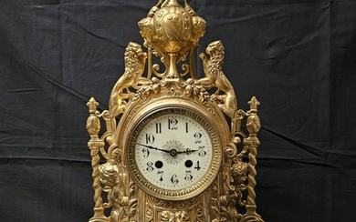 Table clock - Louis XVI Style - Bronze (gilt/silvered/patinated/cold painted) - 1850-1900