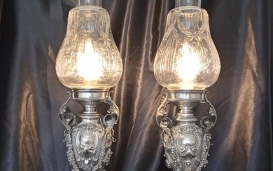 Table lamp / floor lamp (2) - .800 silver - LE ARGENTERIE DI MILANO di FIORENTINI GUIDO - Italy - Mid 20th century