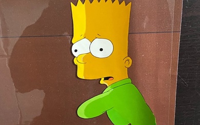 The Simpsons - 1 Original Animation Cel of Bart Simpson, with copy background + drawing