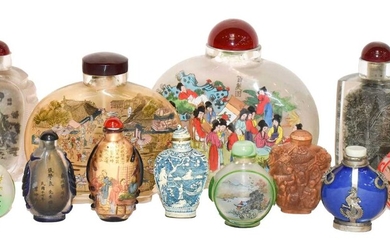 A collection of modern Chinese glass, resin and other...