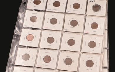 Three Album Pages of Canadian 1-Cent Coins