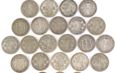 Twenty George V and later half crowns and three florins, 310...