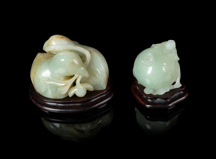 Two Chinese Celadon Jade Figural Groups