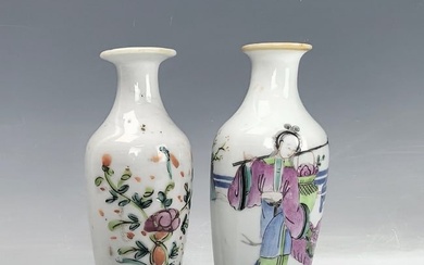 Two Chinese Qing Dynasty Famille Rose Porcelain Vases