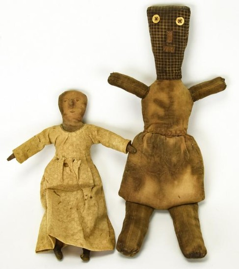 Two Folk Art Cloth Dolls by Norma Schneeman