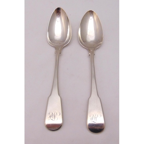 Two George III hallmarked silver fiddle tablespoons by Pete...