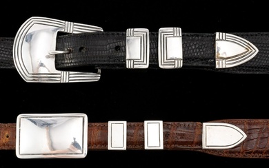 Two Navajo Contemporary Belts Sterling Silver