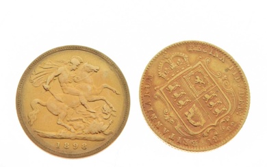 Two Queen Victoria gold half sovereigns, 1892 and 1898