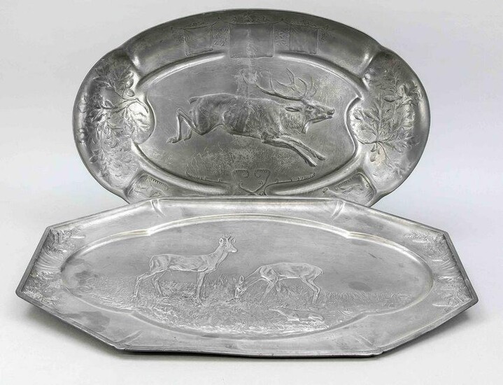 Two hunting pewter plates of A