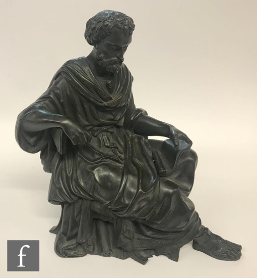 Unknown - A 19th Century French bronze figure of a seated ap...