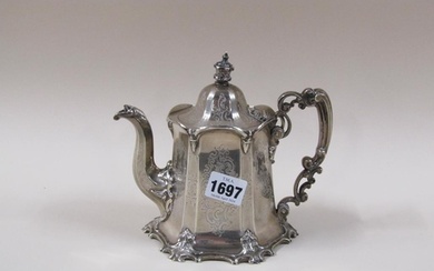 VICTORIAN SILVER TEAPOT, MAKERS MARKS FOR JOHN ANGELL II AND...