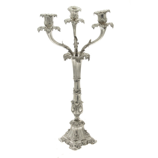 Victorian Sterling Silver 3 Light Candelabra, Edward, John & William Barnard, London, 1843.