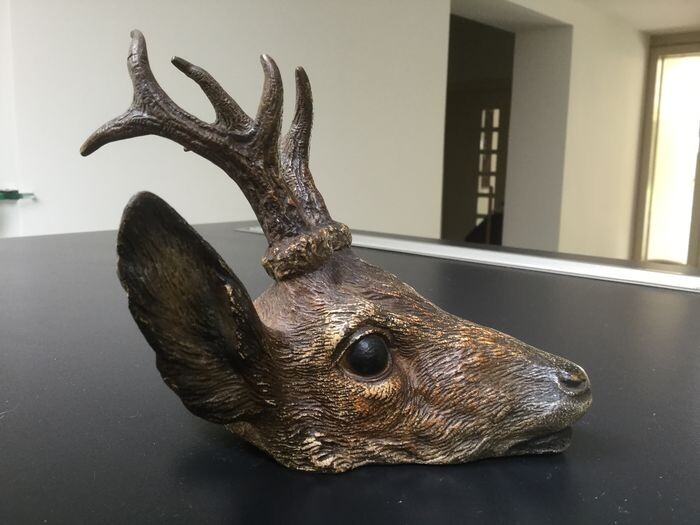 Viennese bronze - deer head (1) - Bronze (cold painted) - Early 20th century