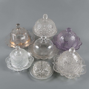 Vintage Round Glass Butter Dishes with Lids
