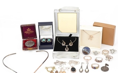 Vintage and later silver jewellery including rings set with ...
