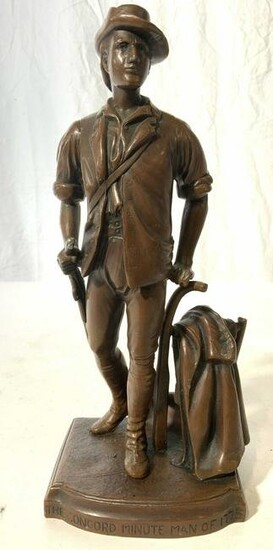 Vntg Bronze Concord Minuteman Sculpture