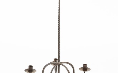 WROUGHT IRON CANDLE CHANDELIER.