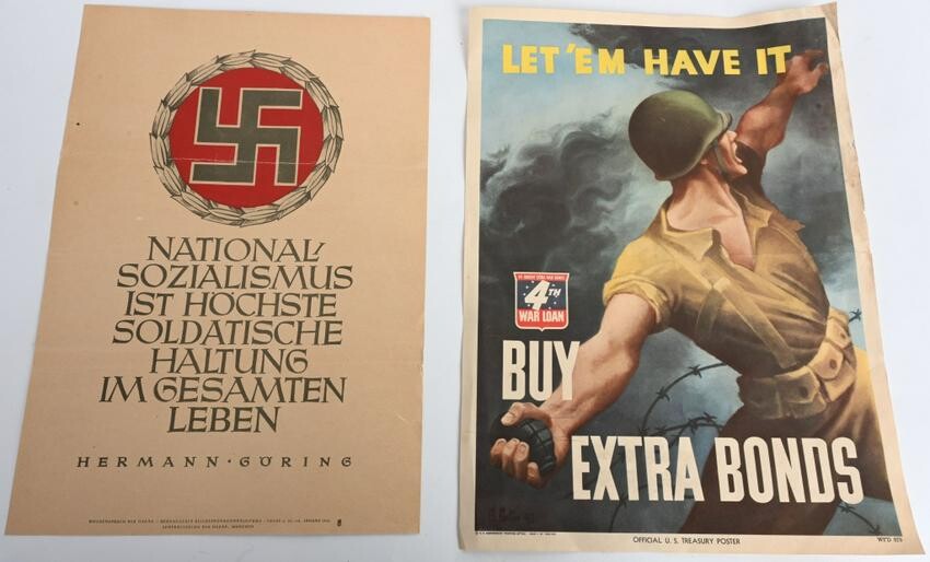 WWII US & NAZI GERMAN PROPAGANDA POSTER LOT WW2