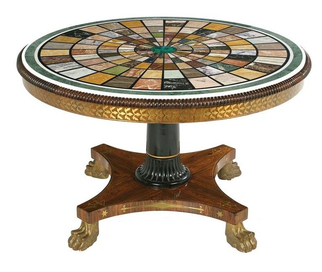 William IV Rosewood and Marble-Top Center Table