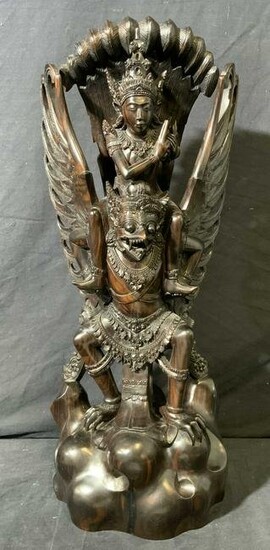 Wooden Sculpture of Two South East Asian Deities
