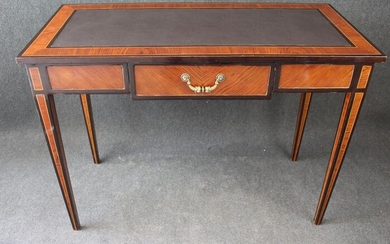 Wooden writing desk with leather top, mid-20th century.