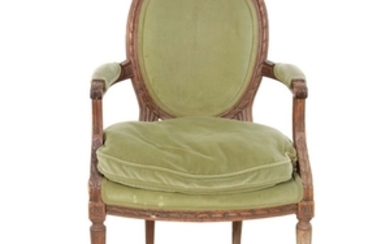 Louis XVI Style Carved Beech Fauteuil, 20th Century