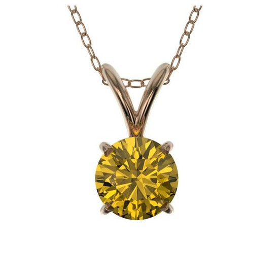 0.53 ctw Intense Yellow Diamond Necklace 10K Rose Gold