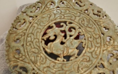 12.5" China Han Dynasty Hetian Jade Carving Foo Dog Beast Yu Bi Yubi