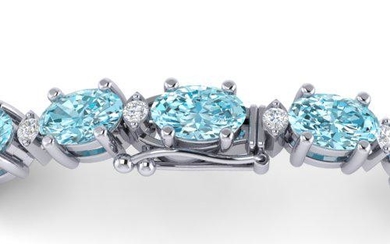 14 ctw Sky Blue Topaz & VS/SI Diamond Eternity Bracelet