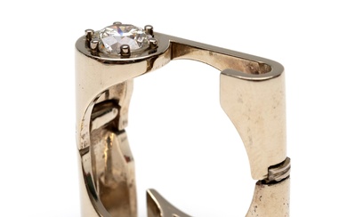 14 kt. Witgouden handgemaakte ring met scharnier