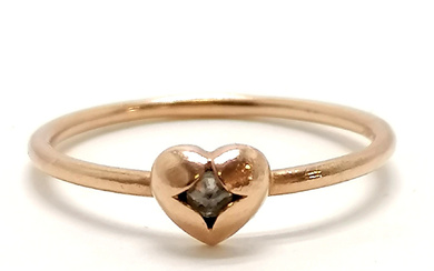 14CT ROSE GOLD HEART RING SET WITH AN INVERTED DIAMOND IN ASTLEY CLARKE RETAIL BOX.