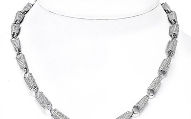 14K White Gold 15.68cts Diamond Link Chain Necklace