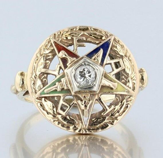 14K YG Eastern Star Diamond Ring