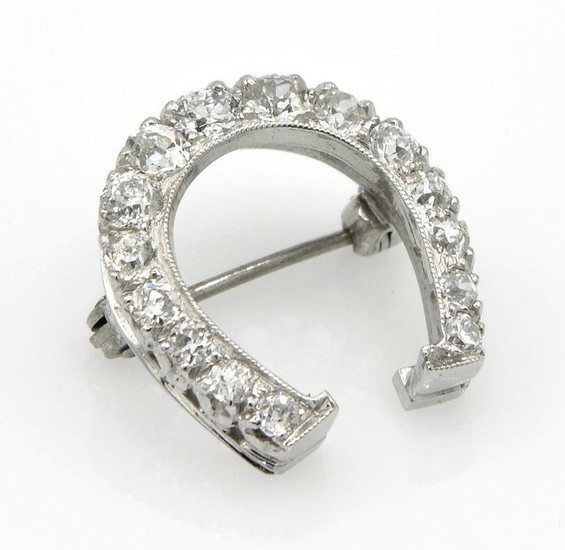 14k White gold and diamond horseshoe pin/brooch