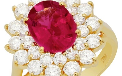 14k Yellow Gold 1.82ct Pink Tourmaline 1.49ct Diamond Ring