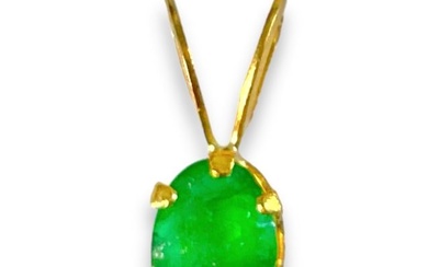 14kt Yellow Gold and Emerald Gemstone Slide Pendant