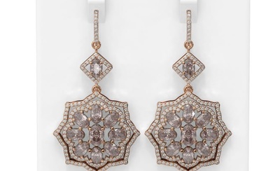15.46 ctw Morganite & Diamond Earrings 18K Rose Gold
