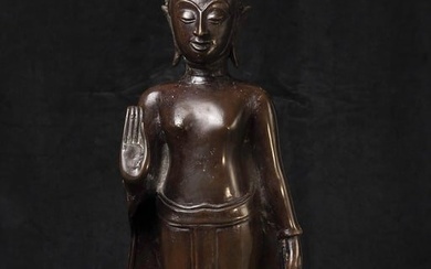 17thC Northern Thai Standing Bronze Buddha, Nice Quality! Hard to Find