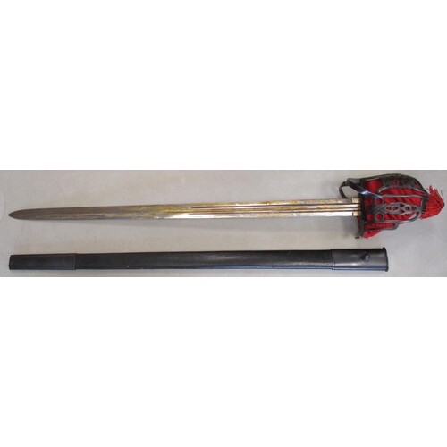 1828 Pattern Scottish broad sword and scabbard, leather and ...