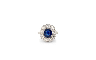 18K Gold, Sapphire, and Diamond Ring