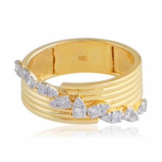 18Kt Yellow Gold Ring 0.3 TCW HI/SI Diamond Jewelry
