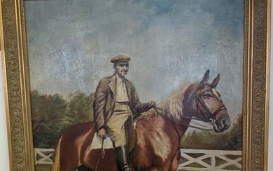1939 ER Mills Jockey & Horse Oil Painting