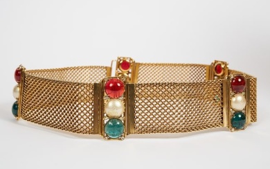 1970s Chanel Rare Gripoix Mesh Jewel Belt
