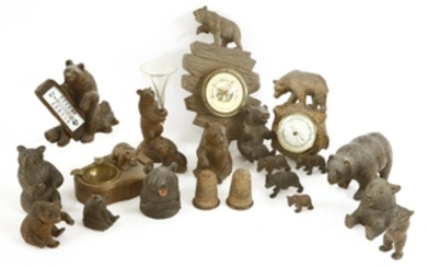 A collection of Black Forest carved softwood bears