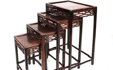 19TH-CENTURY CHINESE NEST OF 4 HARDWOOD TABLES