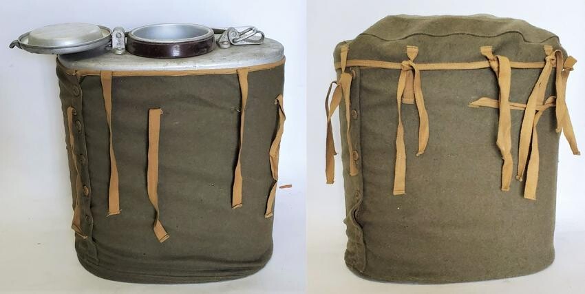 19thc Italian Military Tin Cabtina W/Wool Back Pack